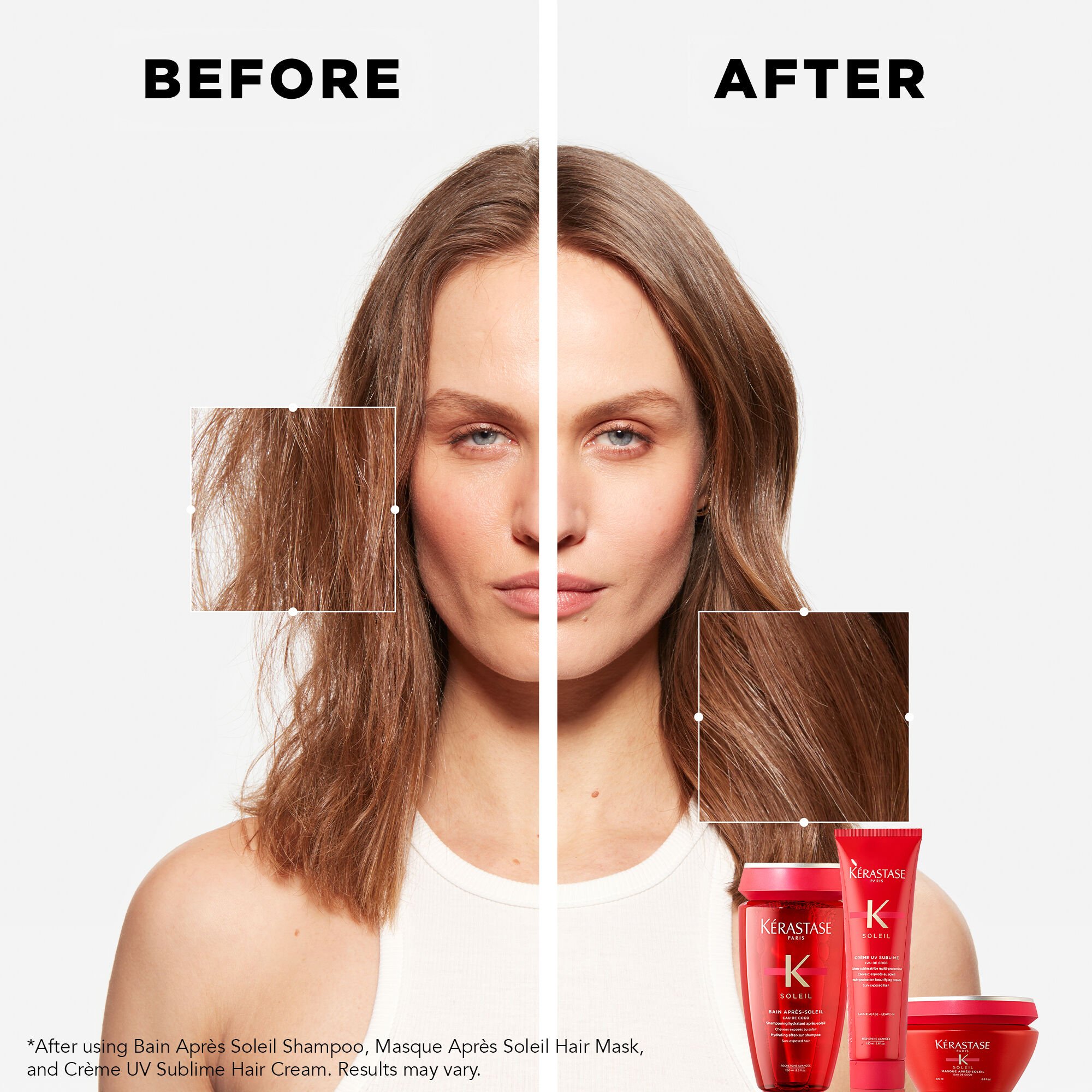 Kerastase Soleil Creme UV Sublime Hair Cream before after