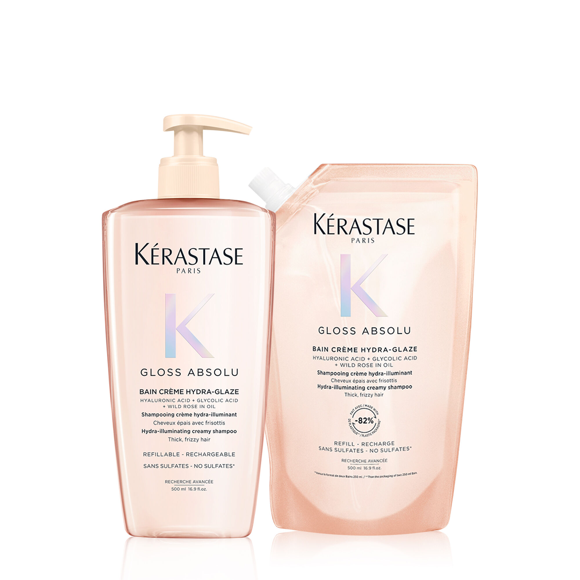 Gloss Absolu Bain Creme Hydra-Glaze Anti-Frizz Shampoo Value Size and Refill Pouch