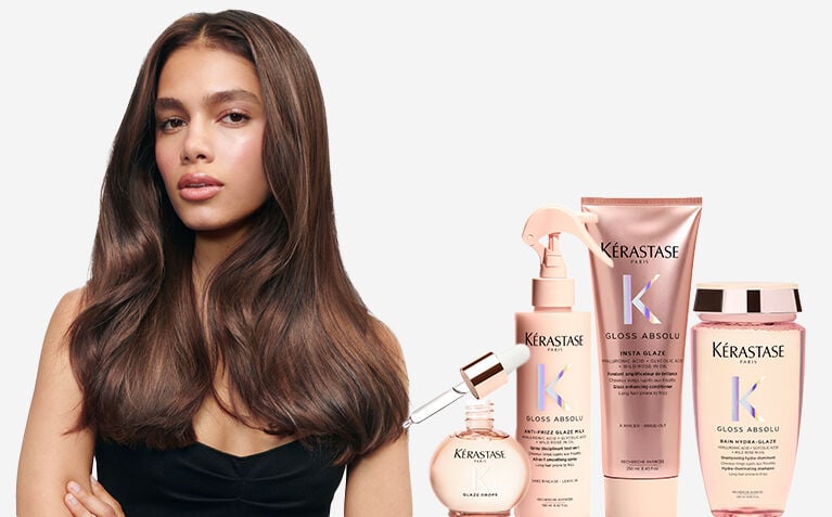 Kerastase Symbiose model with cellular anti-dandruff products