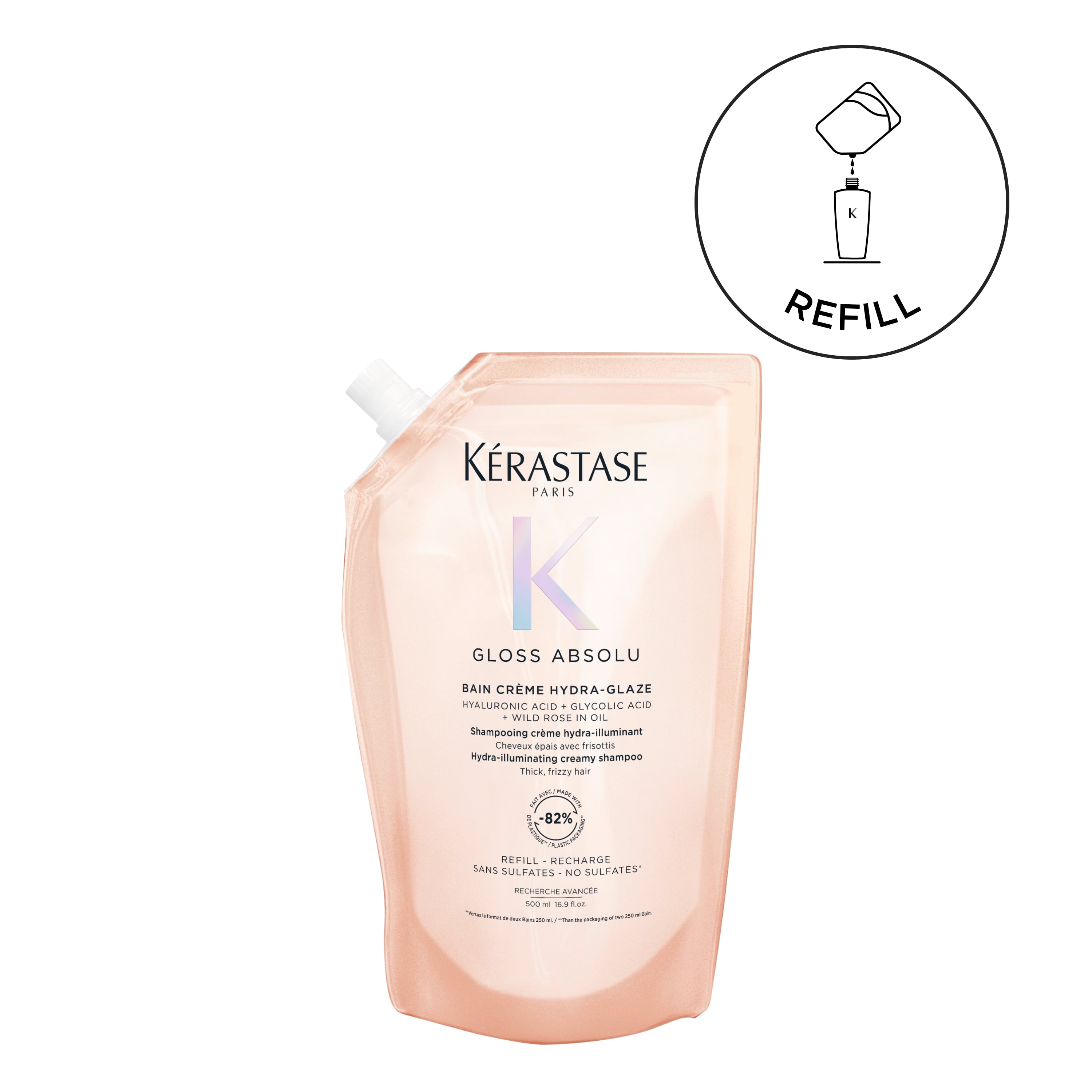 Kérastase - Gloss Absolu Bain Crème Hydra-Glaze Anti-Frizz Luxury Shampoo - 500 ml Refill Pouch
