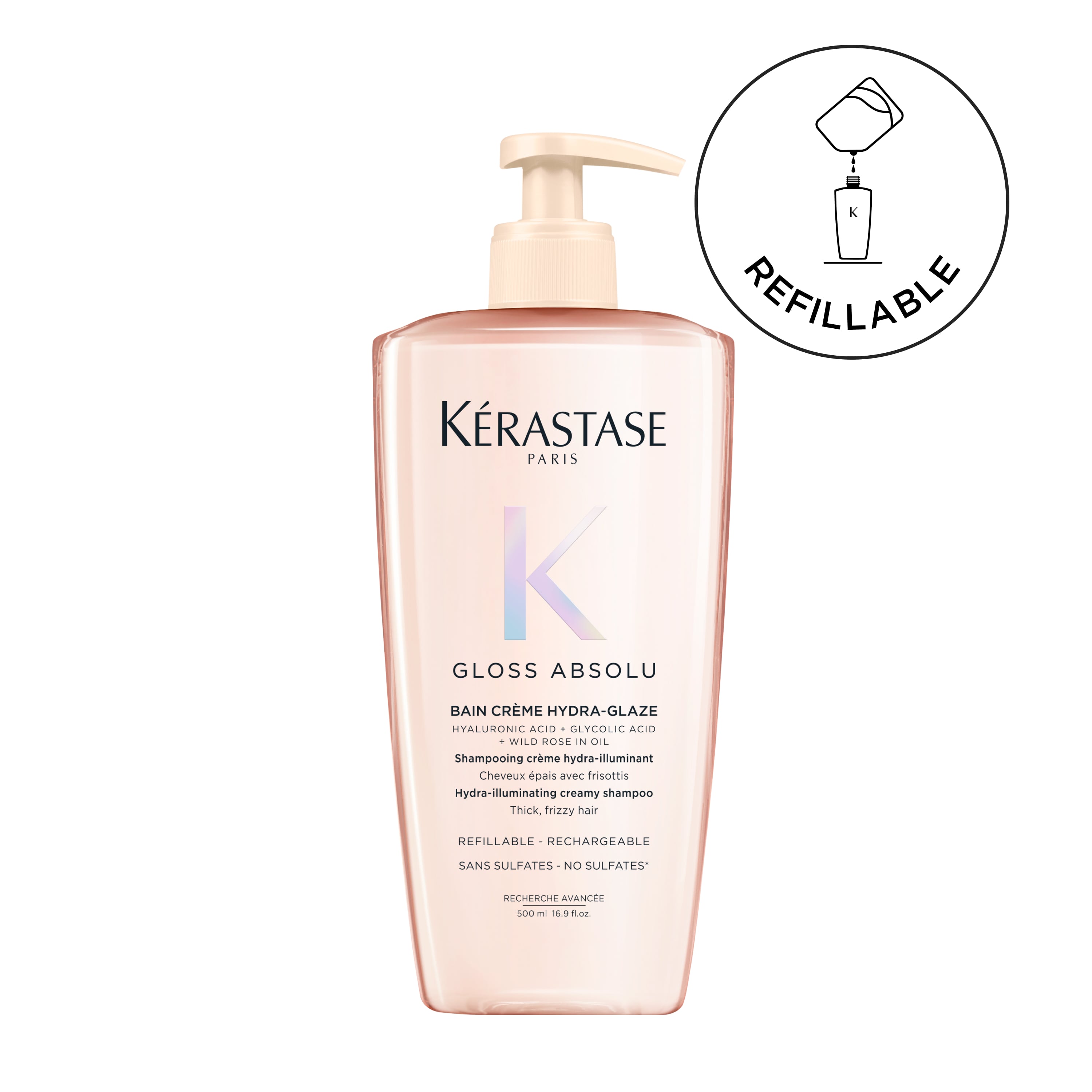 Kérastase - Gloss Absolu Bain Crème Hydra-Glaze Anti-Frizz Luxury Shampoo - 500 ml Value Size